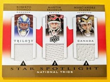 🌟NATIONAL TRIOS JERSEYS🌟 🔥BRODEUR/FLUERY/LUONGO🔥 2013 SPOTLIGHT UD#CAN-NET🏒