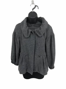 French Connection Womens Size 6 Small Cotton Blend Gray Puff Sleeve Coat Jacket - Picture 1 of 12