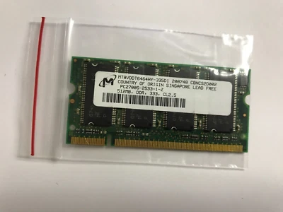 MICRON 512MB PC2700S DDR-333MHZ 64X8 8CHIPS 200PIN SO MT8VDDT6464HY-335D1 - Image 1 of 4