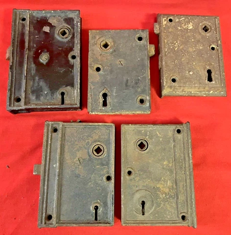 5 Early Rim Locks: Cast Iron Construction Cover