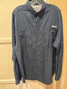 Camicia Columbia manica lunga omni-shade blu taglia LT - Foto 1 di 5