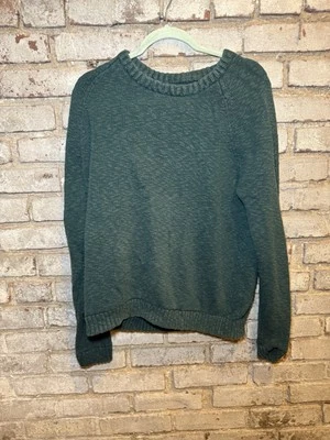 Mossimo Supply Co. Knit Sweater Green Heavy Crewneck Cotton Textured Pullover L - Image 1 of 4
