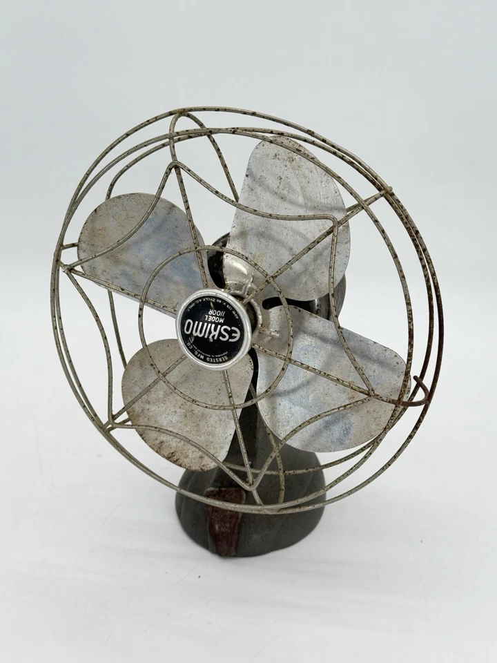 Vintage Eskimo Model 1100R Electric Adjustable Metal Desk Fan 1940s Works - Image 1 of 4