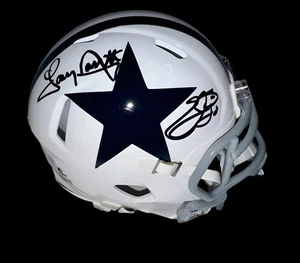Emmitt Smith and Tony Dorsett (Cowboys) signed mini-helmet - Beckett COA - Picture 1 of 5