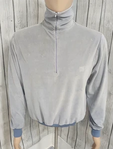 Vtg GIVENCHY for chesa Velour 1/4-Zip Pullover Sweatshirt Gray Funnel Collar M/L - Picture 1 of 10