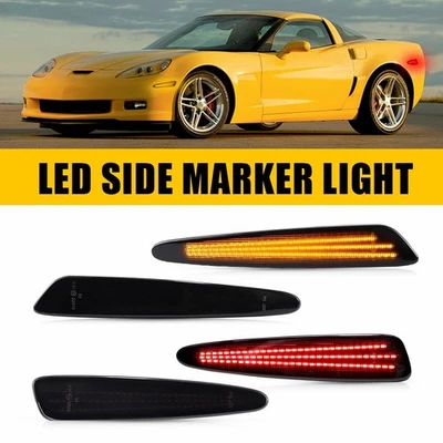 Amber Red 4X Rear Front Marker Signal Side Light 05-13 For Chevrolet C6 Corvette - Image 1 of 4