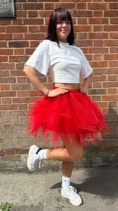 Red TUTU Skirt Pixie Fancy Dress Fairy Angel Halloween Skirt Petticoat Dance - Picture 1 of 5