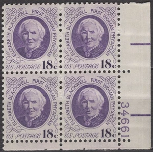 SC# 1399 - 18¢ - 1974 Regular Issue - Dr. Elizabeth Blackwell - Mint NH PB 4 - Picture 1 of 1
