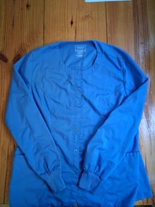 Cherokee Scrubs Workwear Revolution  Snap Front Jacket Unisex Blue Large - Picture 1 of 3