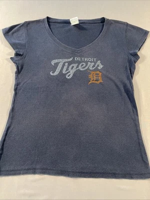 Camiseta tachonada de los Tigres de Detroit para mujer grande negra manga corta MLB béisbol Foto 1 de 4