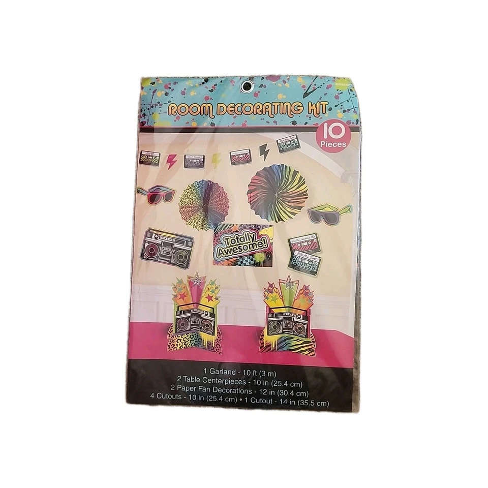 Guirnalda decorativa habitación retro años 80 10 piezas centro de mesa ventiladores recortes Foto 1 de 4