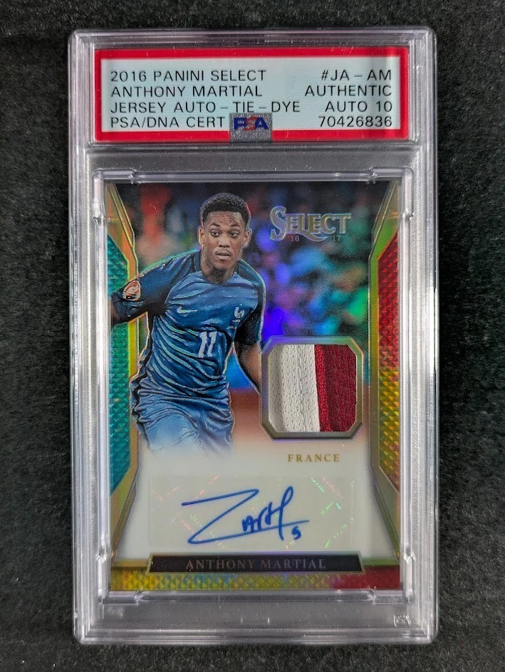2016-17 Panini Select ANTHONY MARTIAL 4/15 Patch Auto Tie-Dye Prizm SP PSA AUTH - Image 1 of 3