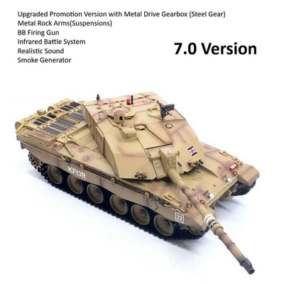 Henglong 1/16 7.0 Upgraded Challenger II RTR RC Tank BB Smoke Sound Steel Gears - Image 1 of 4