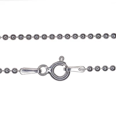 Collana catena argento sterling 925 sfere perline stampate 18 pollici 1,2 mm gioielli regalo - Immagine 1 di 4