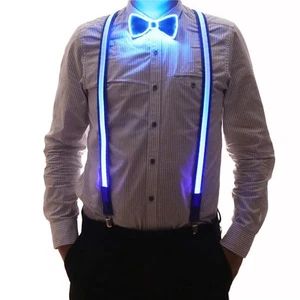 Light Up Men's LED Suspenders and Bow Tie Combo - Light up Suspenders for Men - Picture 1 of 5