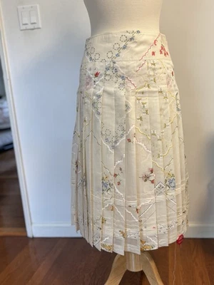 Falda Tory Burch Crema Floral Midi Línea A Foto 1 de 4