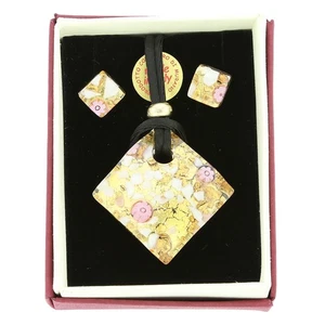 GlassOfVenice Murano Glass Venetian Reflections Necklace and Earrings Set - Purp - Picture 1 of 9