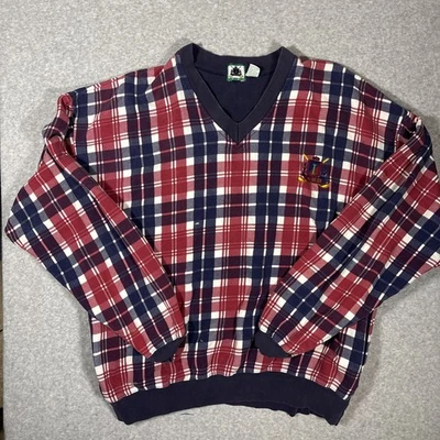 Suéter polar vintage IZOD para hombre XL tartán a cuadros pulóver campamento de golf envejecido Foto 1 de 4