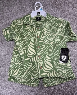 New Volcom Size 5 Unisex Kids Hawaiian LB Towel short Set Green - Image 1 of 4