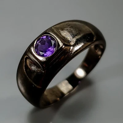Anillo único de amatista natural de plata de ley 925 talla 7/R432185 Foto 1 de 4