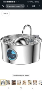 Stainless Steel Cat Water Fountain, 108Oz/3.2L with Water Level Window NIB - Picture 1 of 4