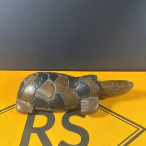 Tortuga tallada en madera de 8,5 pulgadas dos colores vintage - Imagen 1 de 9