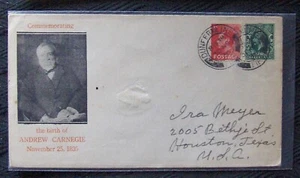 British FDC COMMEMORATING THE BIRTH OF ANDREW CARNEGIE 1835-1936 - Picture 1 of 1
