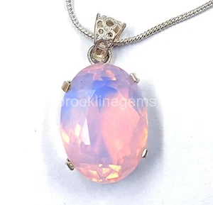 Colgante de piedra preciosa de plata maciza 925 ópalo rosa natural corte ovalado 65,00 quilates 5JRA - Imagen 1 de 8