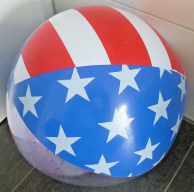 Großer transp. bunter WASSERBALL "USA", D = 51cm / 20" flach - Bild 1 von 4