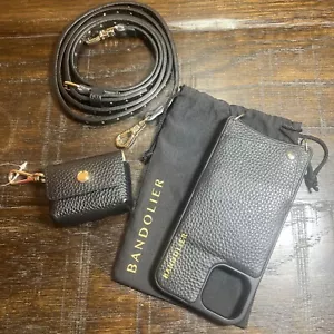 Bandolier iPhone 11 Pro Black/gold Case Stud Crossbody Strap AirPod Case Dust - Picture 1 of 9