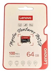 Lenovo 64gb Micro SDXC 100Mbs V30 U3 A1 4k High Def Video New In Retail Package - Picture 1 of 3