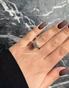 2 CT Round Cut Moissanite Solitaire Engagement Ring For Her 14K Solid White Gold - Picture 1 of 8