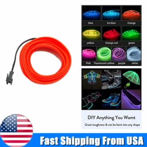 2M Rojo EL Cable LED Baile Fiesta Decoración Coche Luces Neón Lámpara Tira LED - Imagen 1 de 12