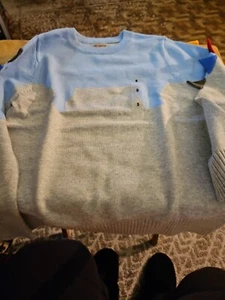 Kids Grey & Light Blue Dino Cardigan Sweater with 3d Tail Applique Size Small - Picture 1 of 6