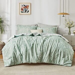 Bedsure White Comforter Set Queen - Floral Comforter Set Botanical Bedding Comfo