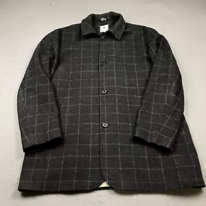 Peter Millar Jacket Mens Medium Gray Plaid 100% Camelhair Pea Coat Button Heavy - Picture 1 of 9