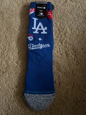 Stance MLB Mens Logo Socks LA Dodgers Size Large Blue One Pair Cover