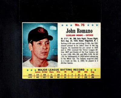 1963 POST SET BREAK #76 JOHN ROMANO-3--INDIANS--NO CREASES--EX/EXMT - Image 1 of 2