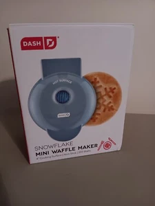 Dash Holiday Winter Snowflake Shape Mini Waffle Maker Blue Non-Stick Surface - Picture 1 of 6
