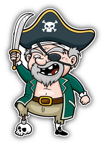 Funny Old Pirate Cartoon Car Bumper Sticker Decal 4'' x 5'' | eBay