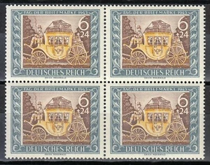 Germany 1943 MNH Mi 828 Sc B215 Mail Coach. Stamp Day / Block of 4 ** - Picture 1 of 2