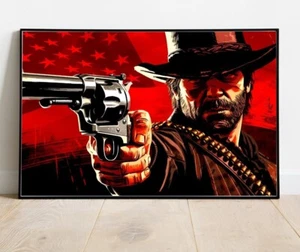 Póster de vaquero, impresión de forajido del salvaje oeste, rojo, bandera de Estados Unidos, 4 tamaños, decoración de pared. - Imagen 1 de 45