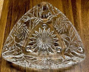 Clear Hazel-Atlas Triangle Ashtray; 6-1/2”, Heavy Cut, Footed, EUC, Pretty - Picture 1 of 6