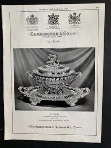 1954 Carrington & Co Court Jewelers UK Werbung 13""x9"" Paul Storr Suppe Tureen & Ständer - Bild 1 von 1