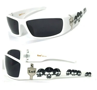 Gafas de sol envolventes de diseñador Locs Cholo Biker para hombre - marco blanco  Foto 1 de 4