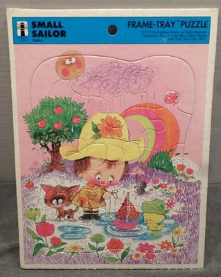 SMALL SAILOR vtg frame tray puzzle 1974 puddle slicker Rainbow Works - Image 1 of 3