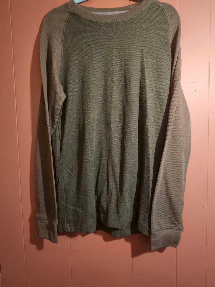 St. John's Bay Shirt Men's Large Forest Green Waffle Knit thermal long Sleeve - Image 1 of 4