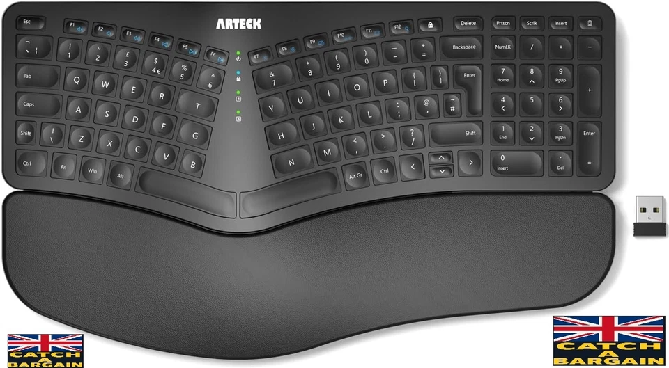 Arteck HW315 Split Ergonomic 2.4G USB Wireless Keyboard with Cushion Pad (E749) - Image 1 of 4