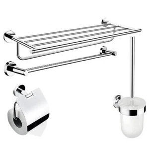 4PCS Bathroom Hardware Paper Roll Holder Towel Rack Toilet Brush Stainless Steel - Bild 1 von 7
