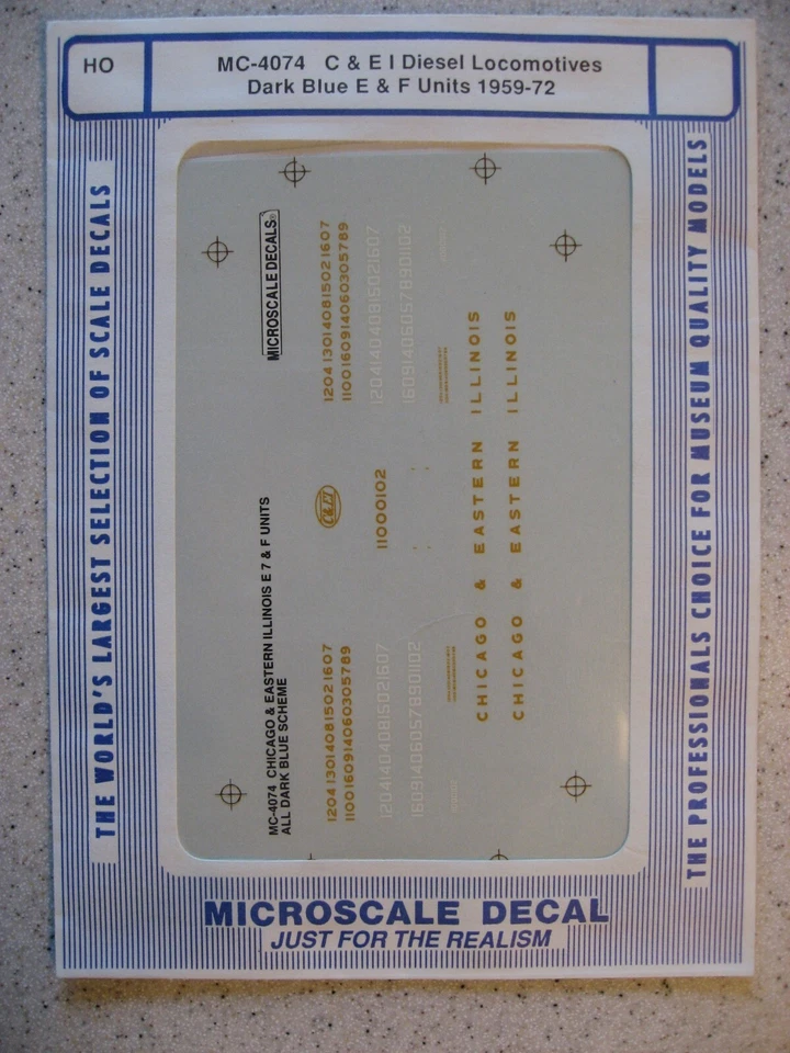 Microscale Decal N 60-4074 C & E I Diesel Locomotives Dk Blue E&F Units 1959-72 - Image 1 of 1